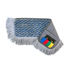 Heavy Duty Microfringe Flat Mop Four Side Wringing Traditional Washable Color Coded Mop Bucket Spray Mopping Removes Loose Dirt