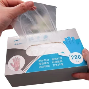 Heavy Duty PE Plastic Gloves for Kitchen and Restaurant Disposable Food Hand Cover in Woven Bag for Household Products