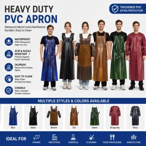 Heavy Duty PVC Apron Waterproof Anti oil Durable Washable Various Colors Practical Apron for Food Processing Slaughter Kitchen