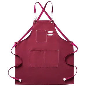Heavy Duty Polyester Cotton Canvas Sleeveless Adult Aprons Custom Logo Embroidery Adjustable Waist Multiple Pockets