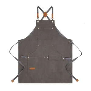 Heavy Duty Polyester Cotton Canvas Sleeveless Bib Apron Adjustable Waist Customizable Logo Tool Pockets BBQ Ready Machine
