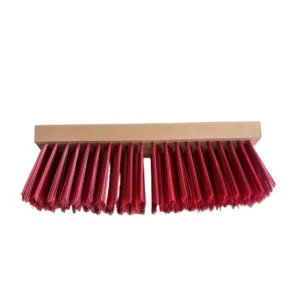 Heavy Duty Push Broom with Wooden Frame Red PP Bristle Floor Sweeper for Industrial Commercial Outdoor Cleaning