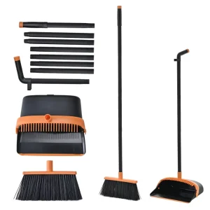 Heavy Duty Reinforced Broom Bristles and Extra Large Dustpan Capacity for Workshop Garage and Outdoor Areas
