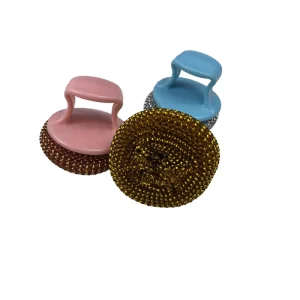 Heavy Duty Reusable Kitchen Scrubber Dish Cleaning Ball Steel Scourer With Handle