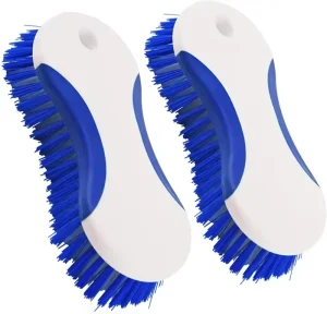Heavy Duty Scrub Brush White PP Handle Blue Stiff Bristles Ideal for Bathroom Kitchen Floor & Tile Grout Cleaning