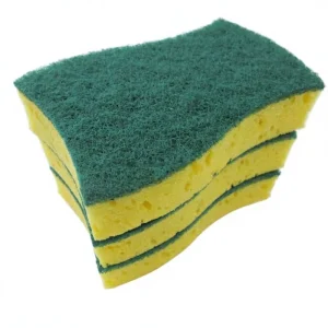 Heavy Duty Scrub Sponges Dual Sided Design Yellow Green