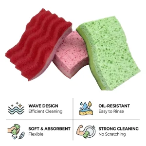 Heavy Duty Scrub Sponges Durable Kitchen Dishes Cleaning Sponge Cellulose Wood Pulp Sponge Scouring Pads