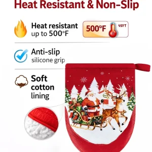 Heavy Duty Silicone MINI Baking Gloves & Mitts Set Cotton Lining Dishwasher Safe Eco Friendly OEM Custom Logo for Oven BBQ Use