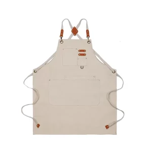 Heavy-Duty Sleeveless Aprons Custom Logo Embroidery Printing Adjustable Waist Machine Washable Multifunctional Pockets