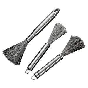 Heavy Duty Stainless Steel Long Handle Pot Brush Non Scratch Kitchen Cleaning Brush with Hanging Hole for Household Use