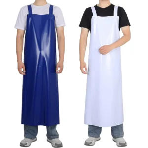 Heavy Duty Thickened PVC Waterproof Apron Cross Back Oil Proof Wear Resistant Protective Apron for Food Processing Kitchen
