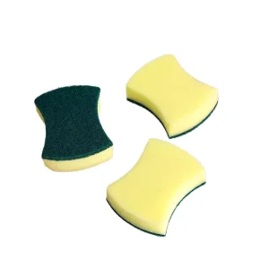 Heavy Duty Waist Shape Double Sided Household Cleaning Sponge Scouring Pad Scrub Kitchen Cleaning Pad