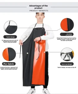Heavy Duty Waterproof PVC Sleeveless Apron Oil Resistant & Acid Alkali Proof Extended Coverage for Kitchen & Industrial Use