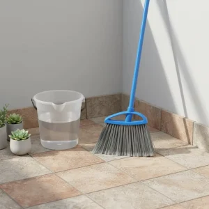 Heavy Duty Windproof Detachable Broom and Dustpan Combo with Steel Handle Plastic Broom Brush Portable Outdoor Use