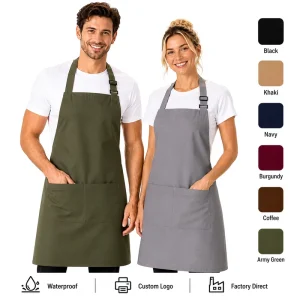 Heavy Duty Work Apron Waterproof Polyester Craft Workshop Aprons Adjustable Strap Custom Design