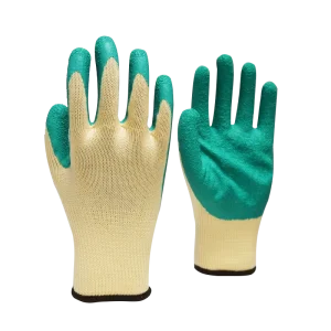 Heavy Grip Construction Building Green Cotton Crinkle Latex Coated EN 388 Safety Work Glove with Crinkle Finish Palm