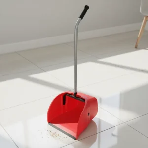 Heavy PET Dust Pan with Long Plastic Handle for Indoor Outdoor Home Cleaning and Floor Sweeping