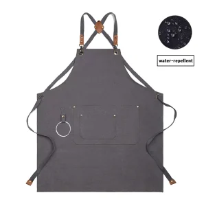 Heavy duty Cross back bar Restaurant Cafe Work Garden Canvas Cotton Custom logo Apron with Pockets