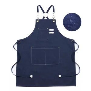 Heavy duty Reusable Cotton Polyester Canvas Bib Apron Custom Logo Adjustable Cross Shoulder Straps Large Pockets for Gardening