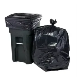 HeavyDuty Black Plastic Bin Pouches for Commercial Garbage Disposal and Trash Collection