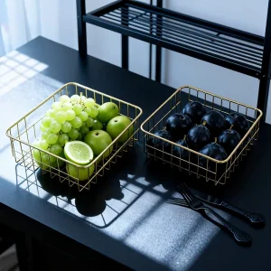High-Capacity Iron Basket for Kitchen Vegetable and Fruit Storage