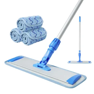 High Capacity Rotatable Durable Microfiber Flat Mop Hook Loop Fastener Aluminum Alloy Flat Mop Head for Indoor Cleaning