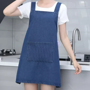 High Denim Stylish and Cute Workwear Home and Restaurant Staff Washable Apron with Custom Printing