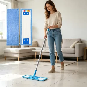 High Density Microfiber Mop Cloth Refill Super Absorbent & Durable Reusable Rectangle Pad with Self-Wringer for Manual Flat Mop