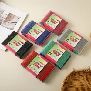 High Density Multicolor Non Scratch Stainless Steel Wire Mesh Sponge Scouring Pad