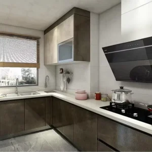 High End Complete Luxury Wood Kitchen Unit Industrial Modern Eco Friendly Water Resistant Customizable Kitchen Cabinet for Hotel