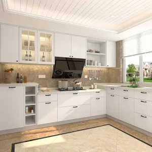 High End Kitchen Cabinets Furniture Set with Glass Door Display Storage and Hidden Pantry