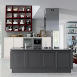High-Gloss Modern Kitchen Cabinet Set with Drawer Slide Basket and Melamine Board