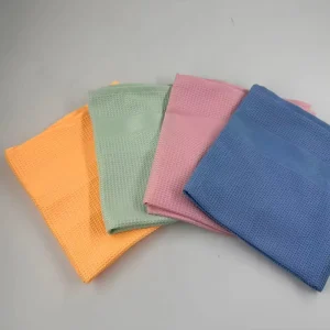 High Quality Customized Logo 40 X 60cm 220gsm Housewares Microfiber Cloths Towel Microfiber Waffle Cleaning Cloth