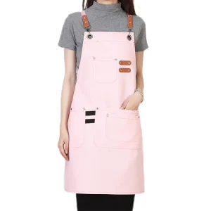 High Quality Durable Sleeveless Light Pink Home Garden Aprons Customizable Logo Various Sizes Machine Washable