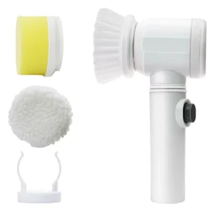 High Quality Eco Friendly Plastic Handle 5 in 1 USB Rechargeable Handheld Bathtub & Sink Cleaning Brush for Kitchen and Bathroom