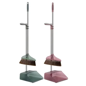 High Quality Home Floor Cleaning Broom Combo Set Plastic Standing Dustpan Long Handle Broom and Dustpan