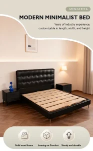 High Quality Leather Double King Bed Modern Style Bedroom Furniture Set Soft and Stylish Bed
