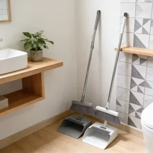 High Quality Long Handle Dustpan and Steel Broomstick Household Floor Cleaning Broom Combo Set with PP PET Broom Head