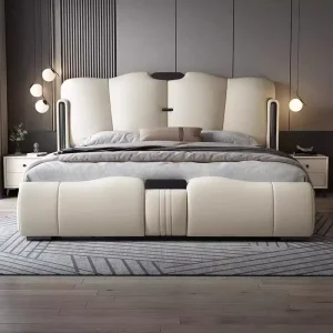 High Quality Luxury Wooden Bedroom Furniture Soft Up holstered Beds king Double Bed Frame Leather Comfort Soft Set With Storage