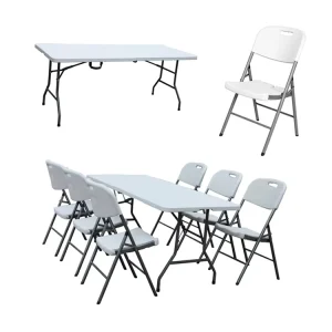 High Quality Modern Meeting Plastic Fold Up White Rectangular 6ft Folding Table Outdoor 6ft