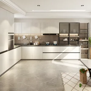 High Quality Modern Modular L Shape Kitchen Cabinet Set with Marble and Laminate Options for Apartment Use