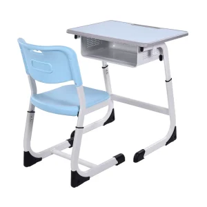 High Quality Modern School Furniture and Equipment Blue White Plastic Student Desk and Chair