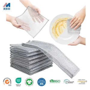 High Quality Multipurpose Wire Dishwashing Rags Kitchen Non-scratch Silver Dish Cloth for Multiple Scenarios