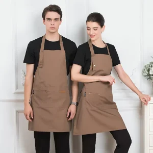 High Quality Reusable Cotton Kitchen Apron Washable and Durable European Style with 2 Pockets for Chef Waiter Hairdresser Use