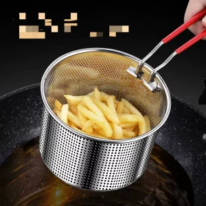 High Quality Stainless Steel Eco Friendly & Sustainable Deep Fryer Pot with Filter Basket for Restaurant Kitchen