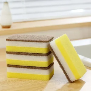 High Quality Three layer Kitchen Scrubber Square Sponge for Household Cleaning Scrubber