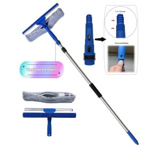 High Rise Window Cleaning Equipment Telescopic Window Cleaning Pole Kit with Aluminum Extension Double Side Scrubber
