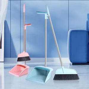 High Standard Self Standing Plastic Kitchen Broom Brush Dustpan Set Soft Bristles Multi Functional Eco Friendly Durable Modern