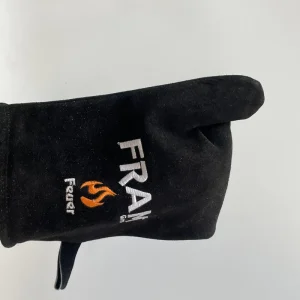 High Top Cowhide Leather Barbecue Oven Gloves for Household Two Fingers Flexible Heat Resistant Flame Resistant BBQ Gloves Black