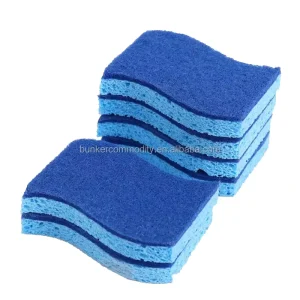 High Water Absorption Compressed Wood Pulp Dish Sponge with Scouring Pad for Deep Cleaning